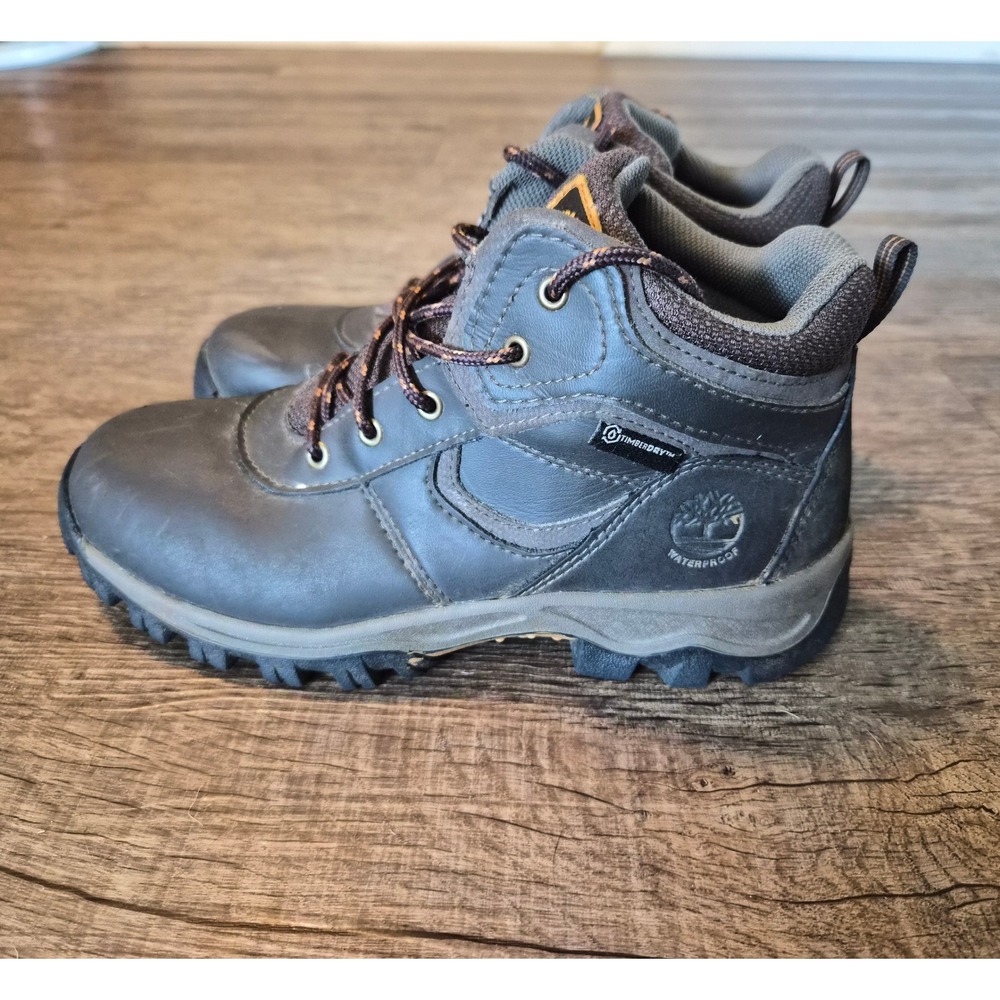Timberland Boys White Ledge Waterproof Hiking Boots Brown Leather A14IB Size 4